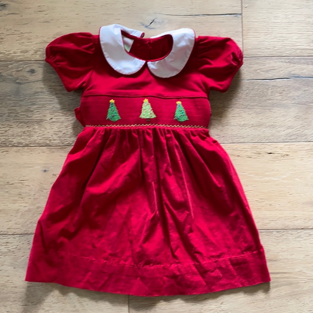 SMOCKED CHRISTMAS TREE DRESS size 2